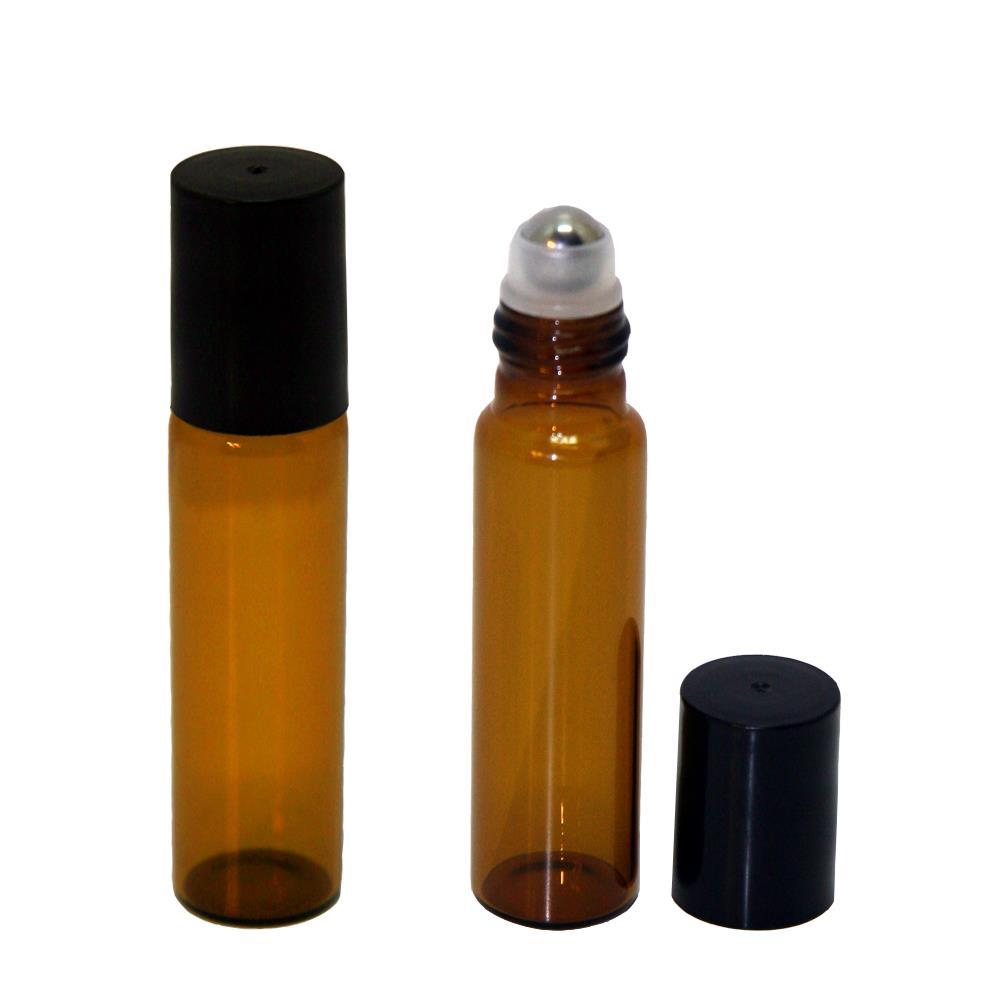15ml Roll On Amber Bottle with Black Cap